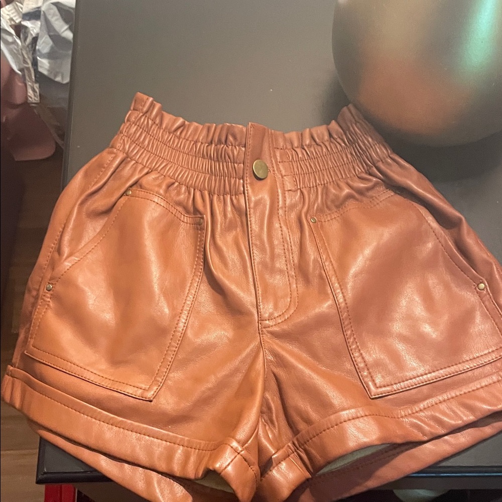 Forever 21 High Waist Brown Leather Shorts